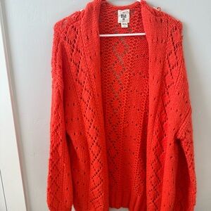 Billabong Red Open-Knit Cardigan
